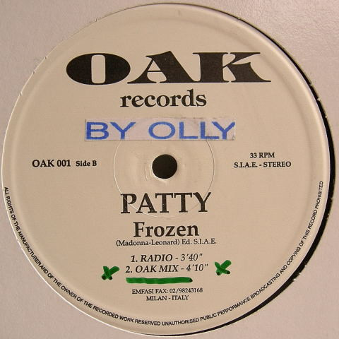 Patty - Frozen | OAK Records (OAK 001) - 2 Patty - Frozen | OAK Records (OAK 001) - 2