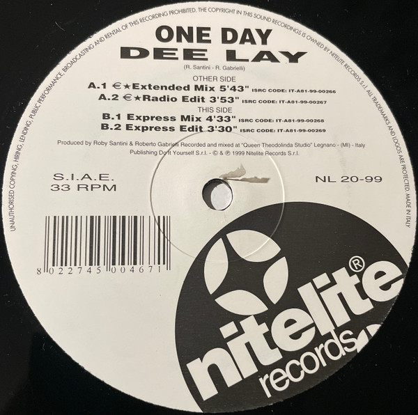 Dee Lay - One Day | Nitelite Records (NL 20-99) - 3 Dee Lay - One Day | Nitelite Records (NL 20-99) - 3