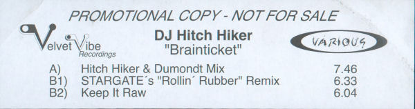 DJ Hitch Hiker - Brainticket | Velvet Vibe Recordings (VVR 001) - main