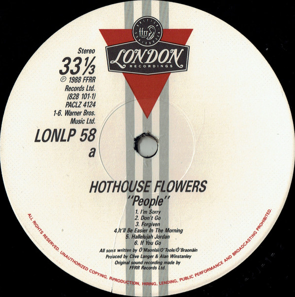 Hothouse Flowers - People | London Records (LON LP 58) - 3