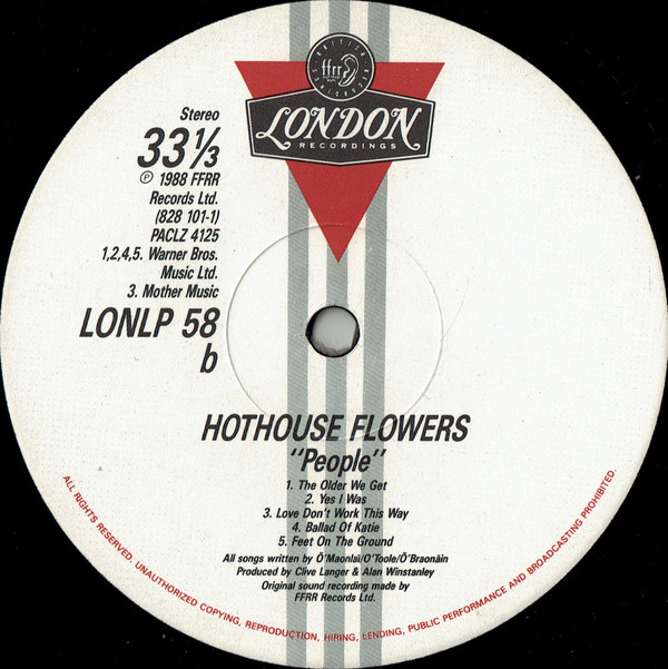 Hothouse Flowers - People | London Records (LON LP 58) - 4