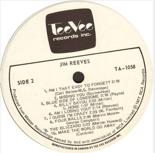 Jim Reeves - Jim Reeves - 20 Greatest Hits | Tee Vee International (TA - 1058) - 4 Jim Reeves - Jim Reeves - 20 Greatest Hits | Tee Vee International (TA - 1058) - 4