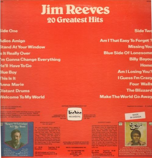 Jim Reeves - Jim Reeves - 20 Greatest Hits | Tee Vee International (TA - 1058) - 2 Jim Reeves - Jim Reeves - 20 Greatest Hits | Tee Vee International (TA - 1058) - 2