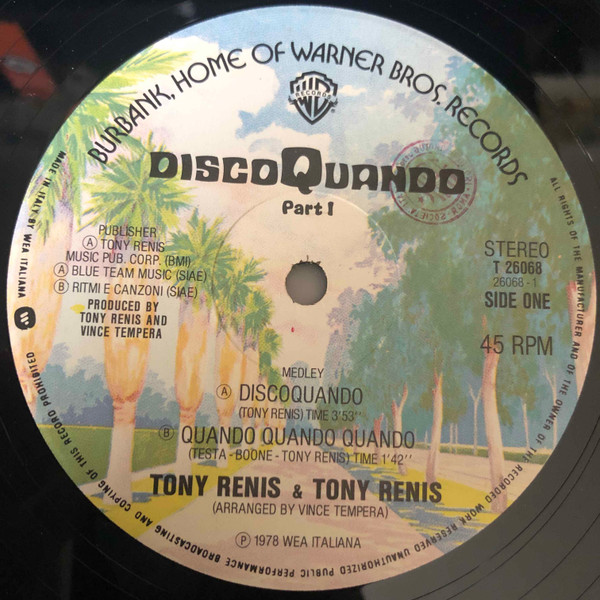 Tony Renis & Tony Renis - DiscoQuando Part 1 | Warner Bros. Records (T 26068) - 4 Tony Renis & Tony Renis - DiscoQuando Part 1 | Warner Bros. Records (T 26068) - 4