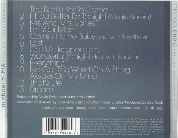 Michael Bublé - Call Me Irresponsible | 143 Records (2 100313) - 2 Michael Bublé - Call Me Irresponsible | 143 Records (2 100313) - 2