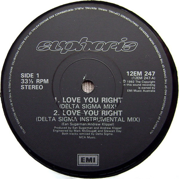 Euphoria - Love You Right | EMI (12EM 247) - 3