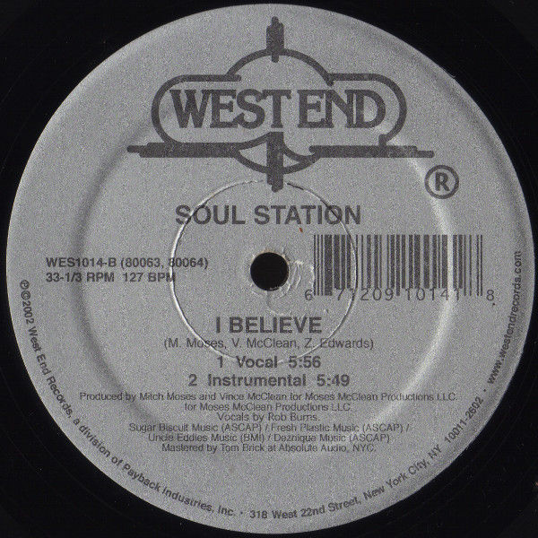 Soul Station - I Believe | West End Records (WES1014) - 2