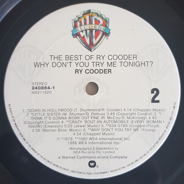 Ry Cooder - Why Don't You Try Me Tonight? The Best Of Ry Cooder | Warner Bros. Records (240864.1) - 4 Ry Cooder - Why Don't You Try Me Tonight? The Best Of Ry Cooder | Warner Bros. Records (240864.1) - 4