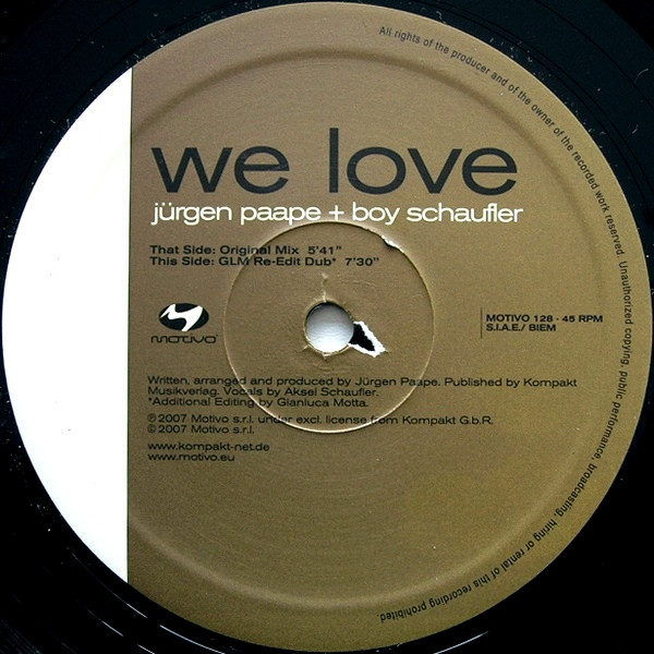 Jürgen Paape + Boy Schaufler - We Love | Motivo Productions (Motivo 128) - main Jürgen Paape + Boy Schaufler - We Love | Motivo Productions (Motivo 128) - main