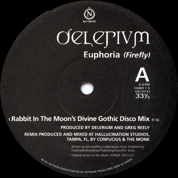 Delerium - Euphoria (Firefly) Rabbit In The Moon Mixes | Nettwerk (0 6700 33089 1 5) - 2