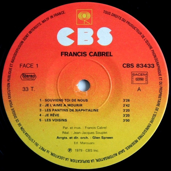 Francis Cabrel - Les Chemins De Traverse | CBS (CBS 83433) - 3 Francis Cabrel - Les Chemins De Traverse | CBS (CBS 83433) - 3