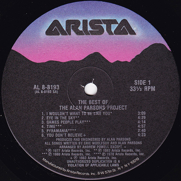 The Alan Parsons Project - The Best Of The Alan Parsons Project | Arista (AL 8-8193) - 5 The Alan Parsons Project - The Best Of The Alan Parsons Project | Arista (AL 8-8193) - 5