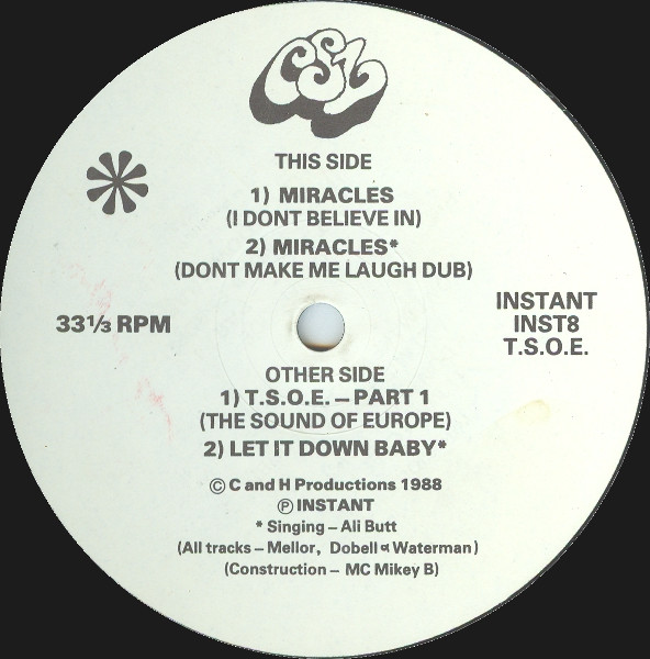 Coco Steel & Lovebomb - T.S.O.E. (The Sound Of Europe) | Instant Records (INST8) - 2