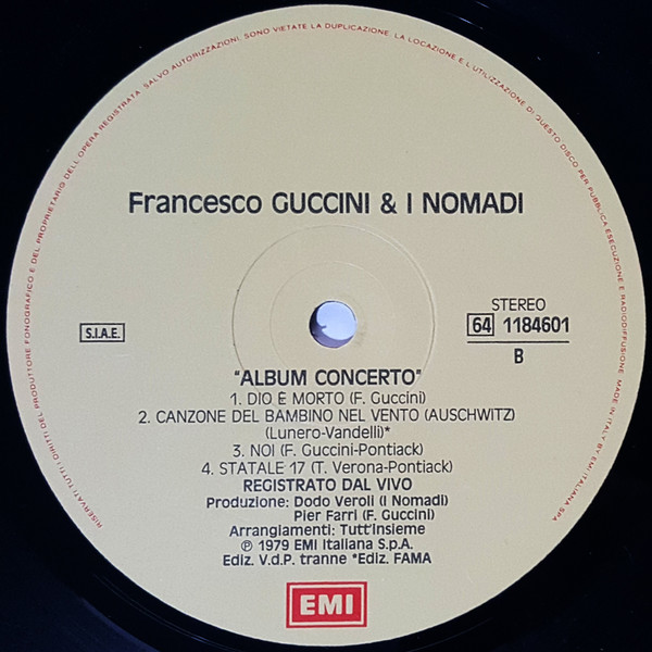 Francesco Guccini & I Nomadi - Album Concerto | EMI (66 1184601) - 4 Francesco Guccini & I Nomadi - Album Concerto | EMI (66 1184601) - 4