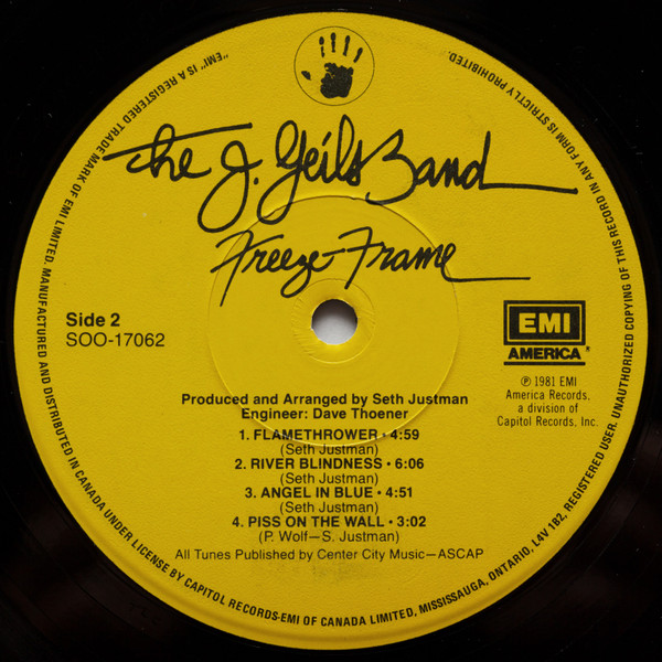 The J. Geils Band - Freeze Frame | EMI America (SOO-17062) - 4 The J. Geils Band - Freeze Frame | EMI America (SOO-17062) - 4