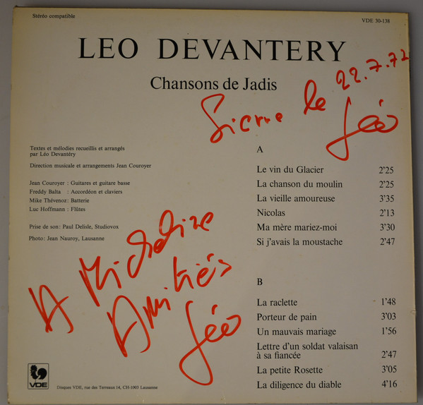 Léo Devantéry - Chansons De Jadis | VDE (VDE 30-138) - 2 Léo Devantéry - Chansons De Jadis | VDE (VDE 30-138) - 2