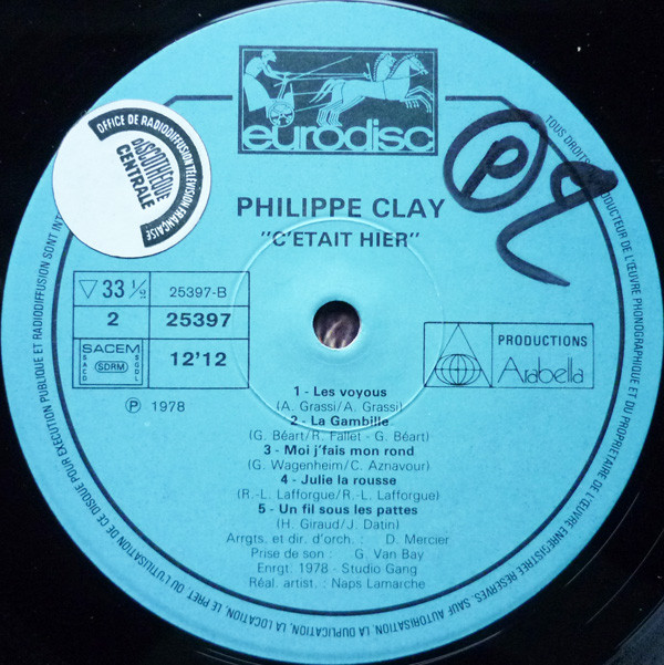 Philippe Clay - C'était Hier... | Eurodisc (913220) - 4