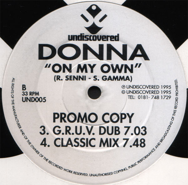 Donna - On My Own | Undiscovered (UND005) - 2