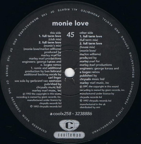 Monie Love - Full Term Love | Cooltempo (coolx258) - 4
