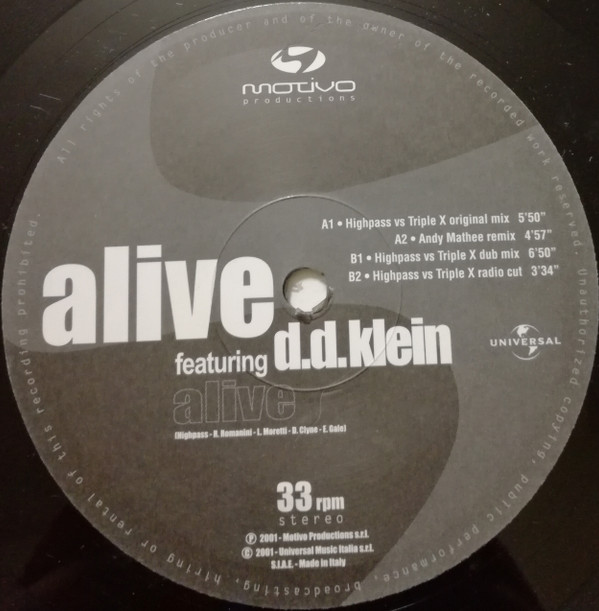 Alive  &  D.D. Klein - Alive | Motivo Productions (MOTIVO 002) - 3
