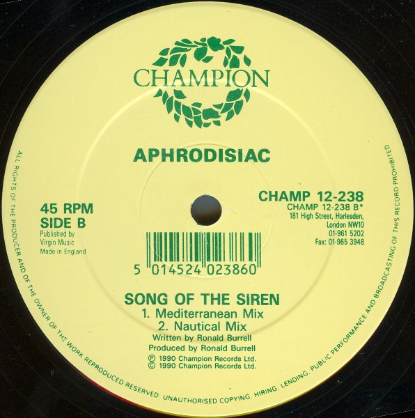 Aphrodisiac - Song Of The Siren | Champion (CHAMP 12•238) - 4 Aphrodisiac - Song Of The Siren | Champion (CHAMP 12•238) - 4