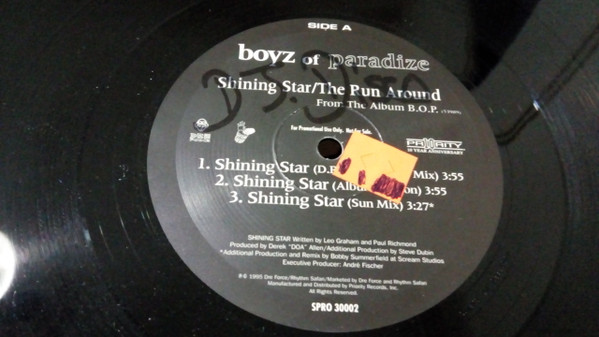 Boyz Of Paradize - Shining Star / The Run Around | Priority Records (SPRO 30002)