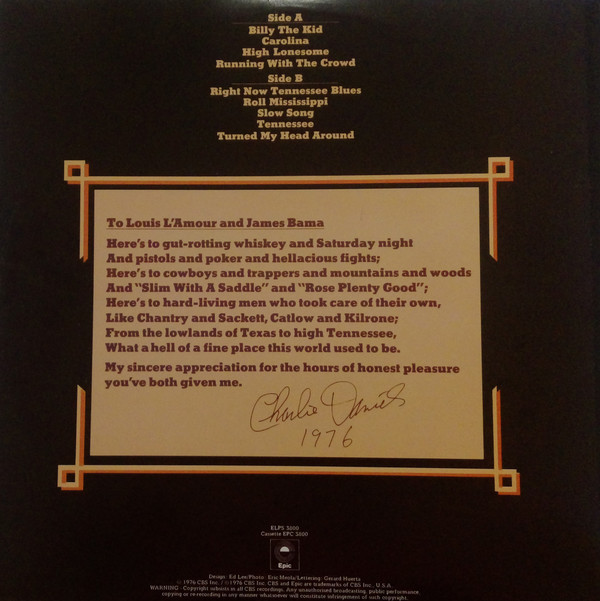 The Charlie Daniels Band - High Lonesome | Epic (ELPS 3800) - 3 The Charlie Daniels Band - High Lonesome | Epic (ELPS 3800) - 3