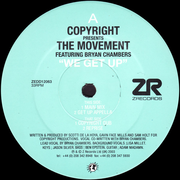 Copyright Presents The Movement Featuring Bryan Chambers - We Get Up | Z Records (ZEDD 12 063) - 3 Copyright Presents The Movement Featuring Bryan Chambers - We Get Up | Z Records (ZEDD 12 063) - 3