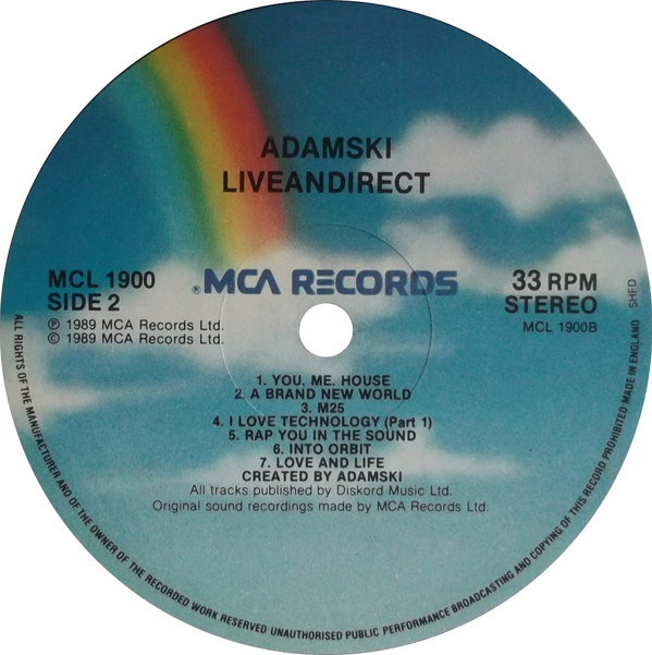 Adamski - Liveandirect | MCA Records (MCL 1900) - 4 Adamski - Liveandirect | MCA Records (MCL 1900) - 4