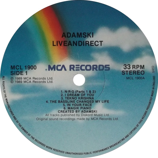 Adamski - Liveandirect | MCA Records (MCL 1900) - 3 Adamski - Liveandirect | MCA Records (MCL 1900) - 3