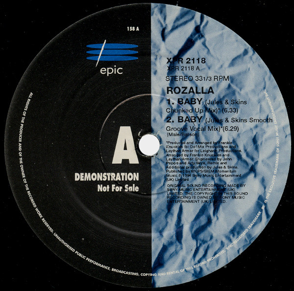 Rozalla - Baby | Epic (XPR 2118) - 3