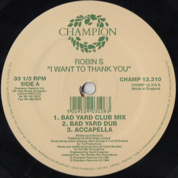 Robin S - I Want To Thank You | Champion (CHAMP 12 310) - 2 Robin S - I Want To Thank You | Champion (CHAMP 12 310) - 2