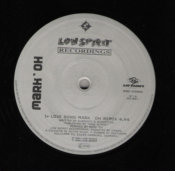 Mark 'Oh - Love Song (Remix) | Low Spirit Recordings (853 429-1) - main