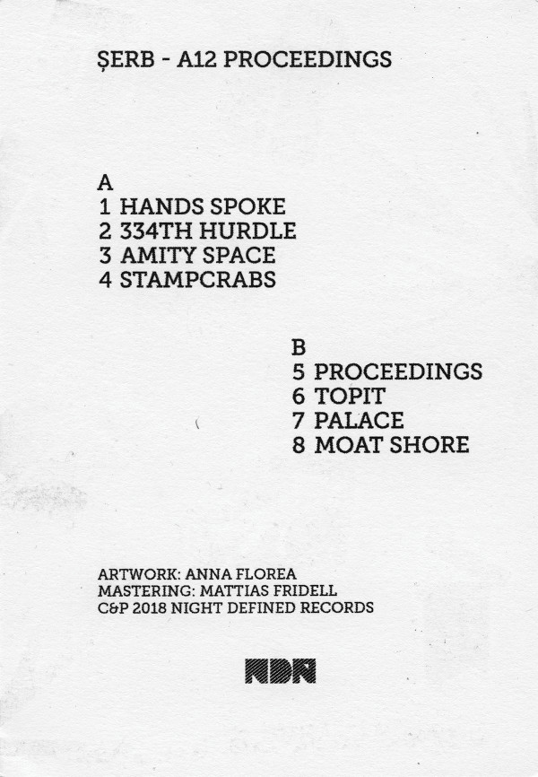 Șerb - A12 Proceedings | Night Defined Recordings (NDWAXLP01) - 5 Șerb - A12 Proceedings | Night Defined Recordings (NDWAXLP01) - 5