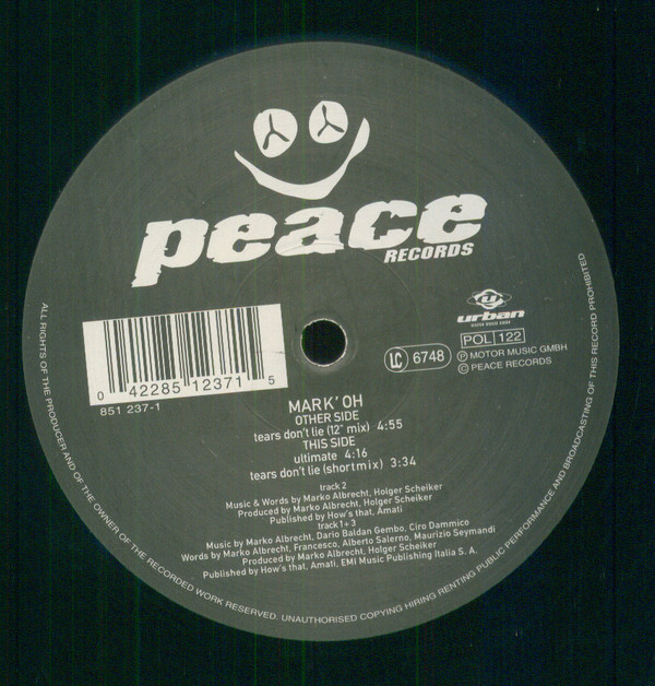 Mark 'Oh - Tears Don't Lie | Peace Records (851 237-1) - 3