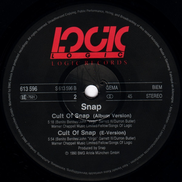Snap! - Cult Of Snap (World Power Mix) | Logic Records (613 596) - 4 Snap! - Cult Of Snap (World Power Mix) | Logic Records (613 596) - 4