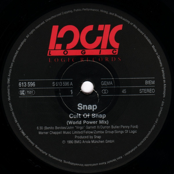 Snap! - Cult Of Snap (World Power Mix) | Logic Records (613 596) - 3 Snap! - Cult Of Snap (World Power Mix) | Logic Records (613 596) - 3