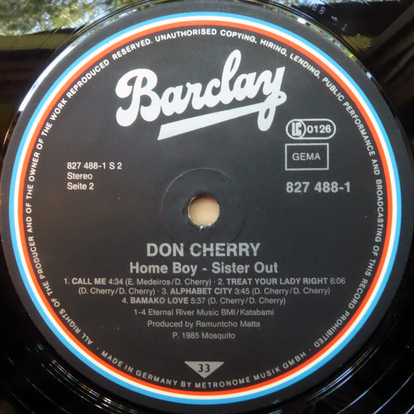 Don Cherry - Home Boy - Sister Out | Barclay (827 488-1) - 3