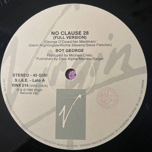 By George - No Clause 28 | Virgin (VINX 214) - 3