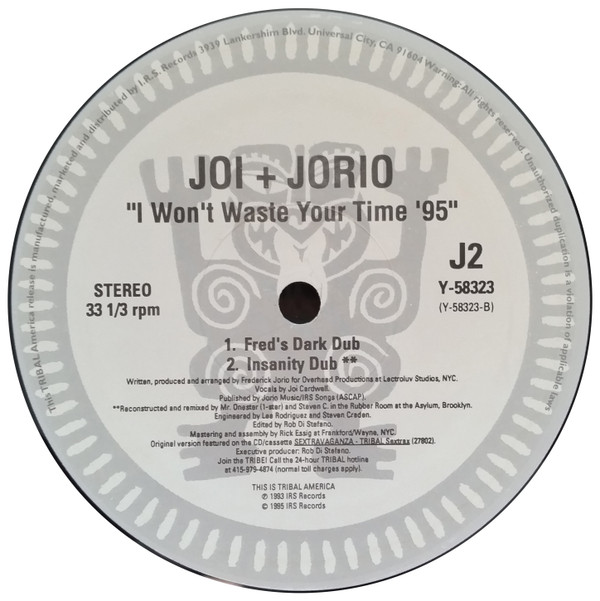 Joi + Jorio - I Won't Waste Your Time '95 | TRIBAL America (Y-58323) - 4