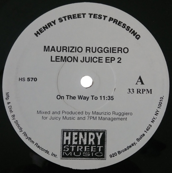 Maurizio Ruggiero - Lemon Juice EP 2 | Henry Street Music (HS 570)