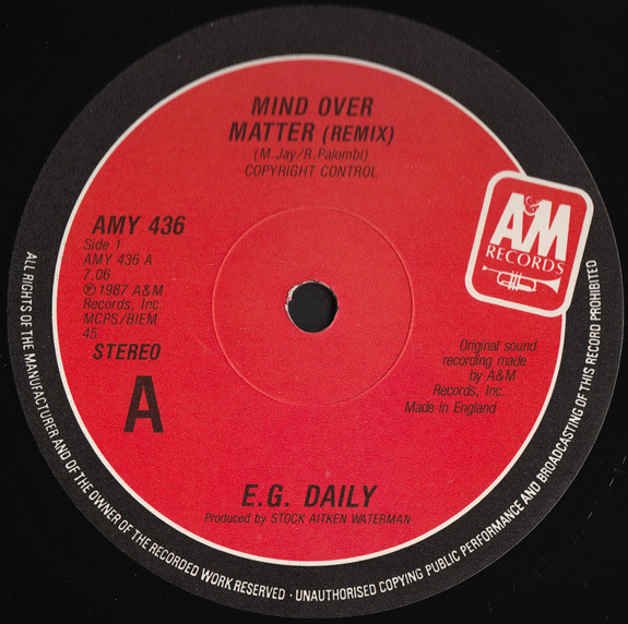 E.G. Daily - Mind Over Matter / Love In The Shadows | A&M Records (AMY 436) - 3