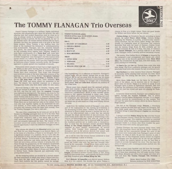 The Tommy Flanagan Trio - Overseas | Prestige (PRST 7632) - 2 The Tommy Flanagan Trio - Overseas | Prestige (PRST 7632) - 2