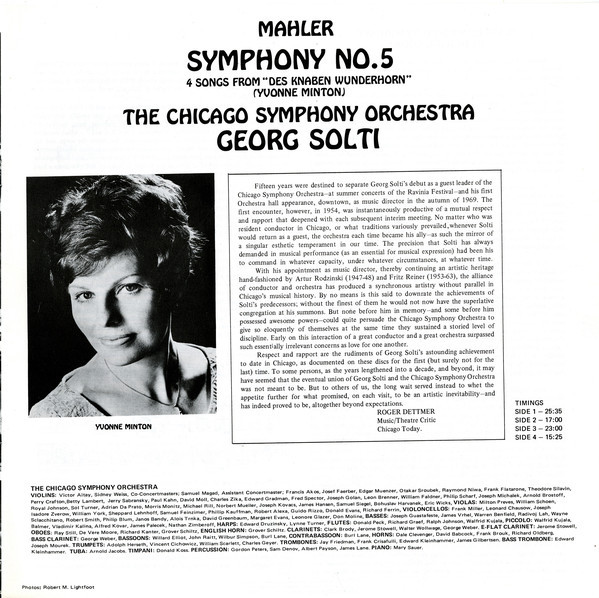 Symphony No. 5 / 4 Songs From "Des Knaben Wunderhorn"