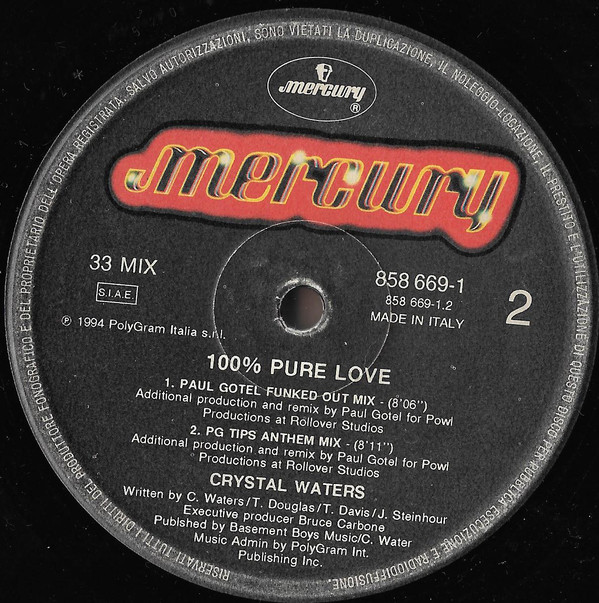 Crystal Waters - 100% Pure Love | Mercury (858 669-1) - 2 Crystal Waters - 100% Pure Love | Mercury (858 669-1) - 2