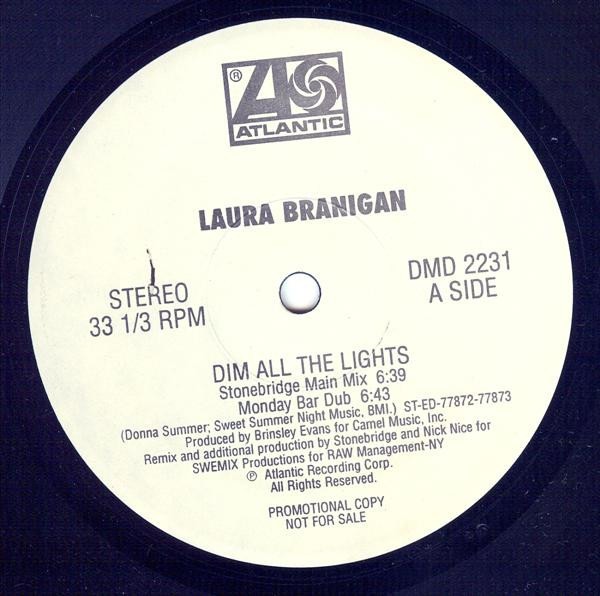 Laura Branigan - Dim All The Lights | Atlantic (DMD 2231) - main
