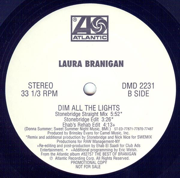Laura Branigan - Dim All The Lights | Atlantic (DMD 2231) - 2