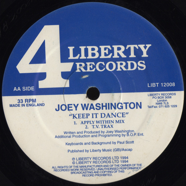 Joey Washington - Keep It Dance | 4 Liberty Records (LIBT 12008) - 2 Joey Washington - Keep It Dance | 4 Liberty Records (LIBT 12008) - 2