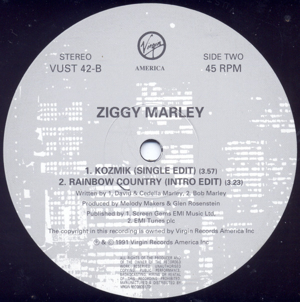 Ziggy Marley And The Melody Makers - Kozmik | Virgin America (VUST 42) - 4 Ziggy Marley And The Melody Makers - Kozmik | Virgin America (VUST 42) - 4