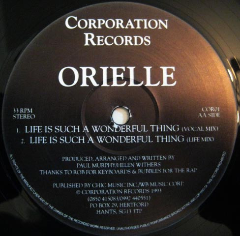 Orielle - Life Is Such A Wonderful Thing | Corporation Records (COR01)